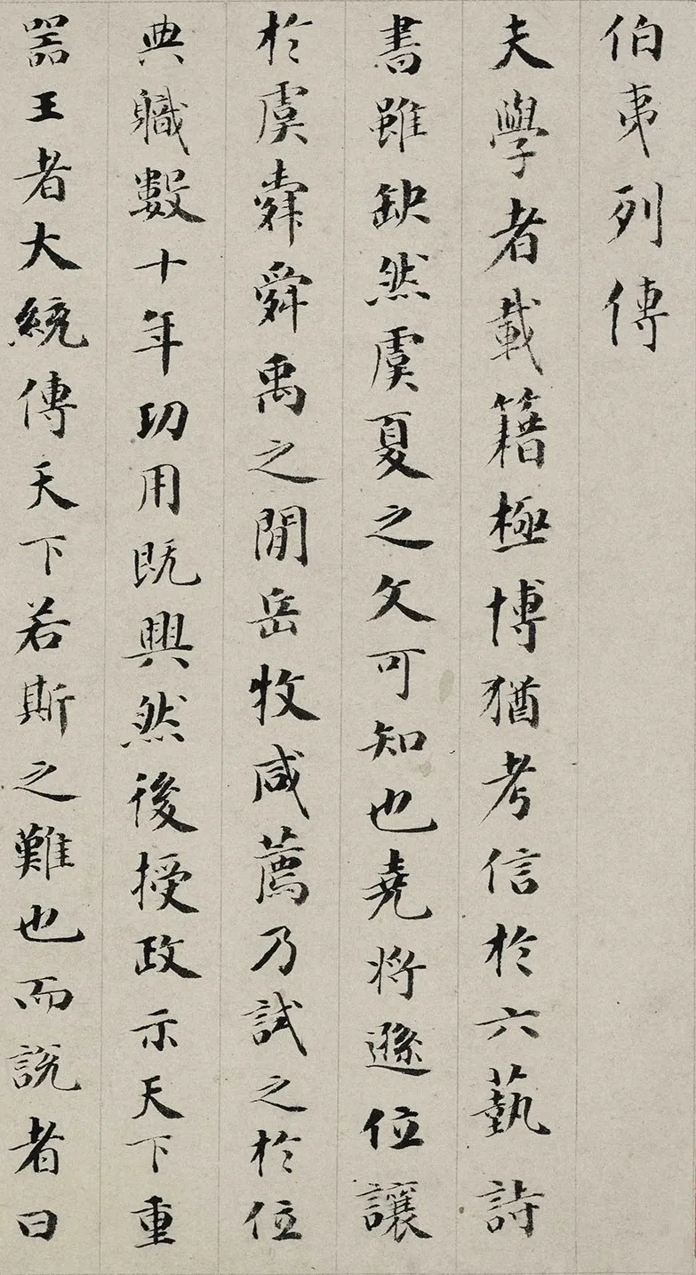 成亲王楷书《伯夷列传》，风格遒劲多姿(图1)